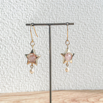 お星様のゆらゆらピアス/イヤリング ローズクォーツ