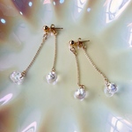 NEW✨【セール中✨】まんまる小ぶりのガラス　ピアス（クリア）　　　イヤリング変更OK