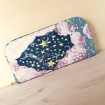 星空と猫🖤軽い長財布🖤ねこ♩ネコ♩ブラック♪黒♬お財布♬