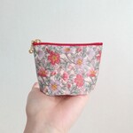 超ミニ10cm　ラミネートポーチ　隠しマチ　小花柄　ラッピング対応可　ツヤ無し　クリスマス　ピンクパープル　　153