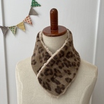 キッズ/大人用 ネックウォーマー/マフラー　スナップ Mサイズ ヒョウ柄茶