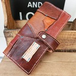 パッチワークレザーの長財布＊ウォレット＊手縫い＊ヌメ革