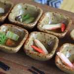 冬のうまかもんグルメ☆食べかけかに鍋お皿2種ミニチュア