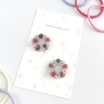 【93】ヘアゴム お花リース ホワイト ピンク 花　たくさん　キッズ ベビー　子供　フラワー　レジン　冬　お花たくさん