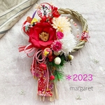 しめ縄＊2023＊　縦長型　初春つばき