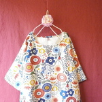 北欧調　草花　ワンピース　 生成り