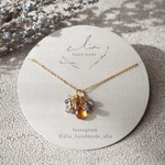 "Citrine×iolite" サージカルステンレス シトリン アイオライト ネックレス ☽