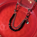 H2 ハンドストラップ🖤⛓ ビーズハンドストラップ　スマホハンドストラップ