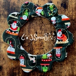 ペット用もくもくスタイ🎅🏻クリスマススノードーム柄(グリーン)🎄🎁鈴・リボン別オプション