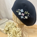 ☆雪華様専用☆紫陽花刺繍　こなれベレー帽　秋冬【大人/厚地起毛】