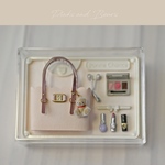 トートバッグ👜コスメセット(サーモンピンク×くまチャーム)