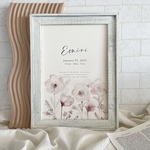 baby poster ローマ字表記【pink flower】/ ベビーポスター　ネームポスター　命名書