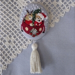 柴犬  クリスマス刺繍ブローチ
