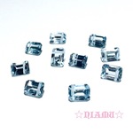 宝石質スカイブルートパーズAAA　穴あり　レクタングルファセットカット　1個　ハンドメイド素材