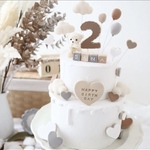 ゲスト様　専用　ナチュラルくまさんのクレイケーキ☆1歳誕生日ケーキ　誕生日ケーキ　記念日　自宅撮影　1歳以外でも承ってます♪