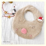 スタイ やわらか ふわふわ タオル地 クリスマス トナカイ よだれかけ ベージュ ベビー用品 出産祝い  ギフト ハンドメイド タオルスタイ オリジナル ベビースタイ fufu shop