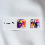 ペイントピアス/イヤリング　スクエア【Ｌ】