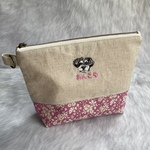 cochian様オーダー品☆犬の手刺繍の化粧ポーチ