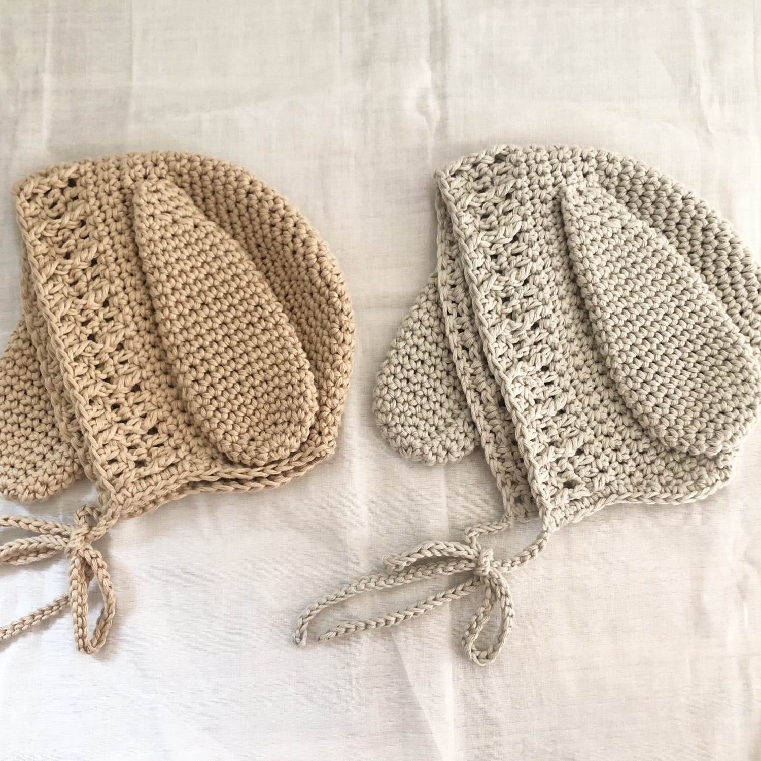 ハンドメイド】うさぎさんボンネット コットン100%のうさぎさん