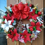 大きなクリスマスリース✨✧№224✨✧赤いポインセチアのクリスマスリース✨✧