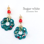🎄 Xmas wreath 《candy cane 》✵ クリスマスリースの耳飾り ピアス・イヤリング  