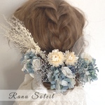 ヘッドドレス　SKY 結婚式　成人式　卒業式　プリザーブドフラワー　ドライフラワー　ドレス　着物　袴　ヘアアクセサリー　金箔