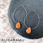 天然石✳︎オレンジ✳︎フープ✳︎ハンドメイドピアス