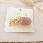 ピンクブラウン 大理石風 ヘアパーツ♡お花パーツ付き