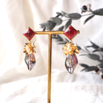 七宝焼 Flowers◇dropピアス　～Ruby red～