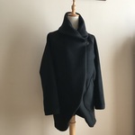 カシミヤウール黒で作ったショールカラーコート