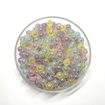 【8mm  80個】シャボン玉のようなアクリルビーズ　ミルキーカラーオーロラ　アソート  半透明 貫通 ※入荷毎に色が大幅に変更する可能性あり