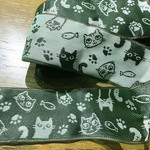 かわいい猫柄畳縁　グリーン