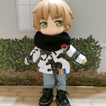 ネックウォーマーとトレーナーパンツセット☆黒×白シマウマ☆ねんどろいどどーる服