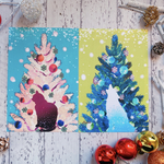 クリスマスカード　猫と狼