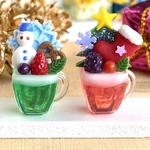 435 ＊小さなクリスマス　2個セット＊　ミニチュア　ドリンク　スイーツ　レジン　シルバニア　ドールハウス