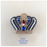 CROWN (blue)〜Coup de Coeur 〜ビーズ刺繍ブローチ