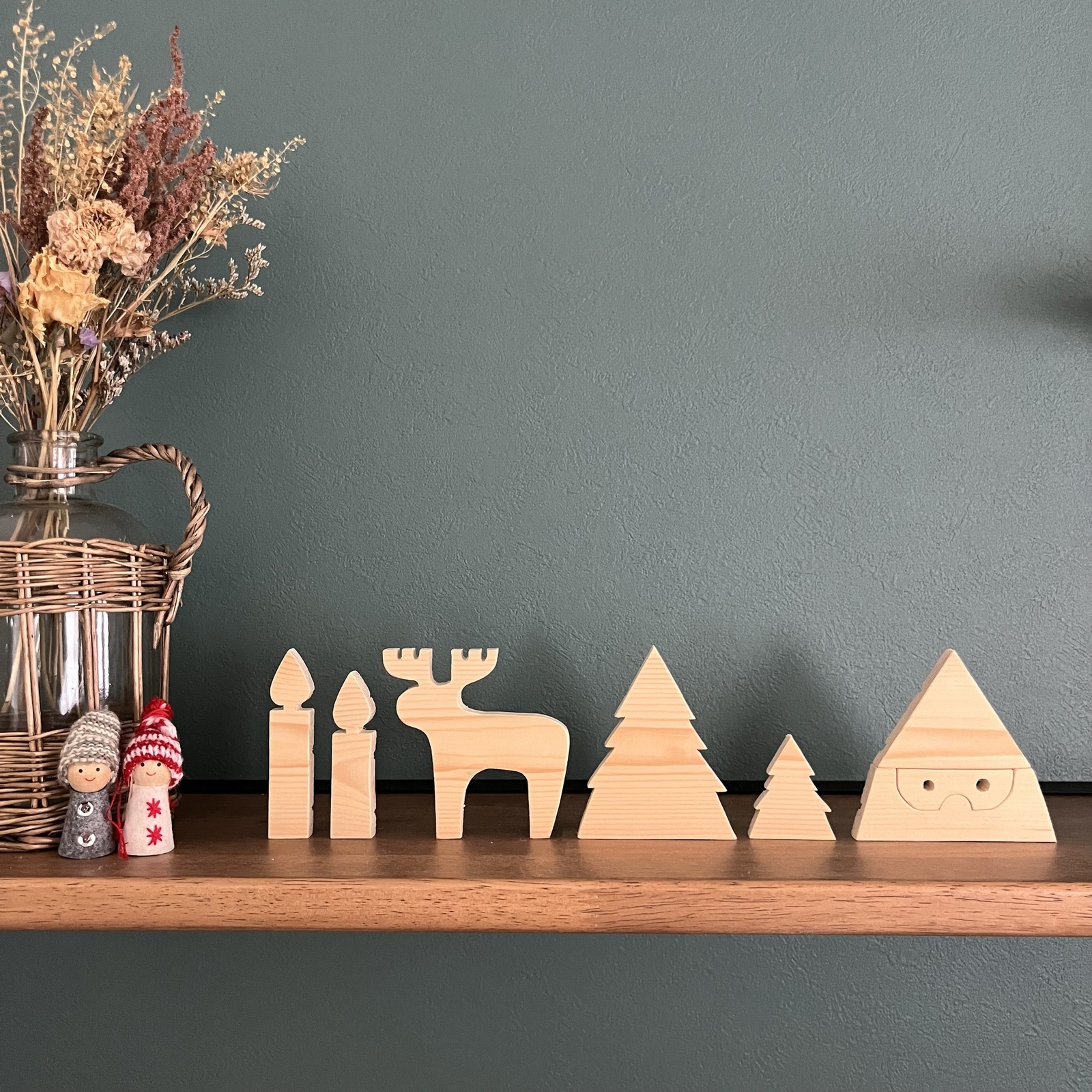 松材】クリスマス・サンタセット◇ オブジェ / インテリア / 木の雑貨