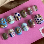 キッズ 子供 ネイルチップ　ジェル仕上げ キッズアクセ  お正月　七五三  モダン　レトロ　キッズネイル