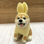 うさ耳パーカーを着た柴犬ちゃん(黄色)羊毛フェルト