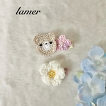 くまさん×お花　もふもふお花　ヘアクリップ