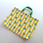オーダー可《Yellow Stripe》ストライプドットのキルティングレッスンバッグ