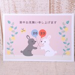 寒中お見舞いハガキ  5枚セット　ウサギと風船