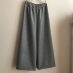 カシミヤウール（杢グレー）で作ったワイドパンツ