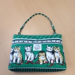 【猫管理人の雑貨屋様オーダー品】ume＊mew ポーチバッグ（ネコぎっしり/グリーン）
