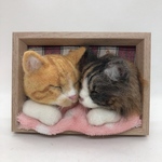 shionさま専用　2匹をLサイズのフレームに一緒にお入れする　うとうとわんちゃん、ねこちゃんのミニフレーム　オーダーメイド　羊毛フェルト