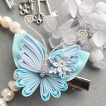 【正絹】雪の結晶蝶々のヘアクリップ
