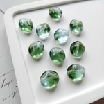 [チェコビーズ] 10個 9×8mm クロスオーバル グリーン × アクア [Graine]