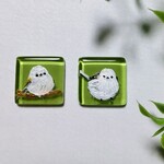 シマエナガのガラスマグネット ２個セット