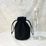 【送料無料】帆布丸底巾着ミニバッグ　黒