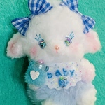夢見る瞳のセンチメンタル姫🍼🐏💙小さなわたあめベビー羊♡ひつじぬいぐるみ♡ヒツジ　仔羊　哺乳瓶♡baby 雑貨　水色　ミニチュア　doll  人形　ドールハウス　ブライス       お友達